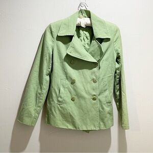 J CREW FACTORY Women’s Green Cotton Double Breasted Peacoat Lined Size Medium